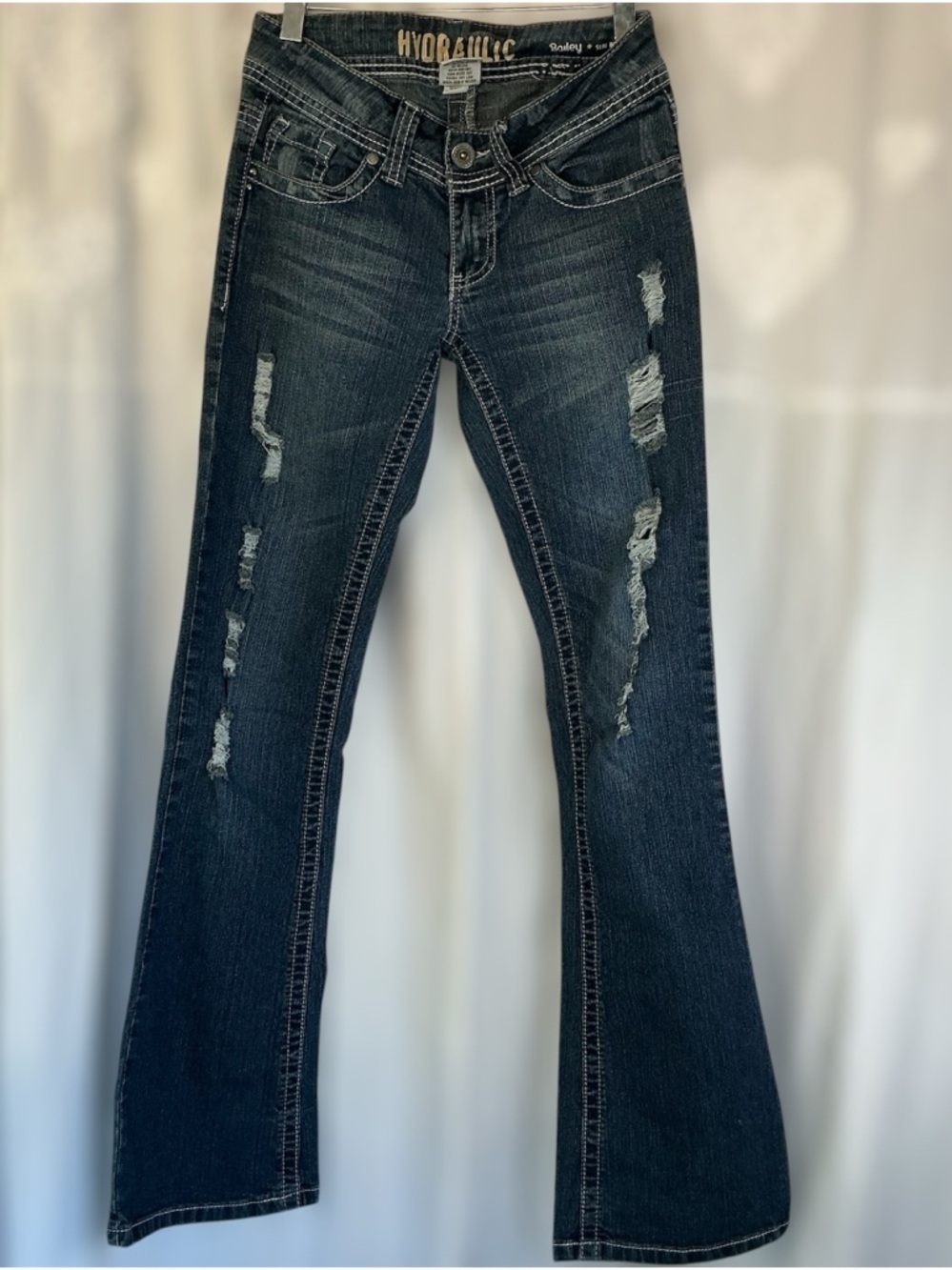 Hydraulic Women's Bailey Slim Bootcut Blue Denim Jeans - Classic Mid Wash Sz 3/4